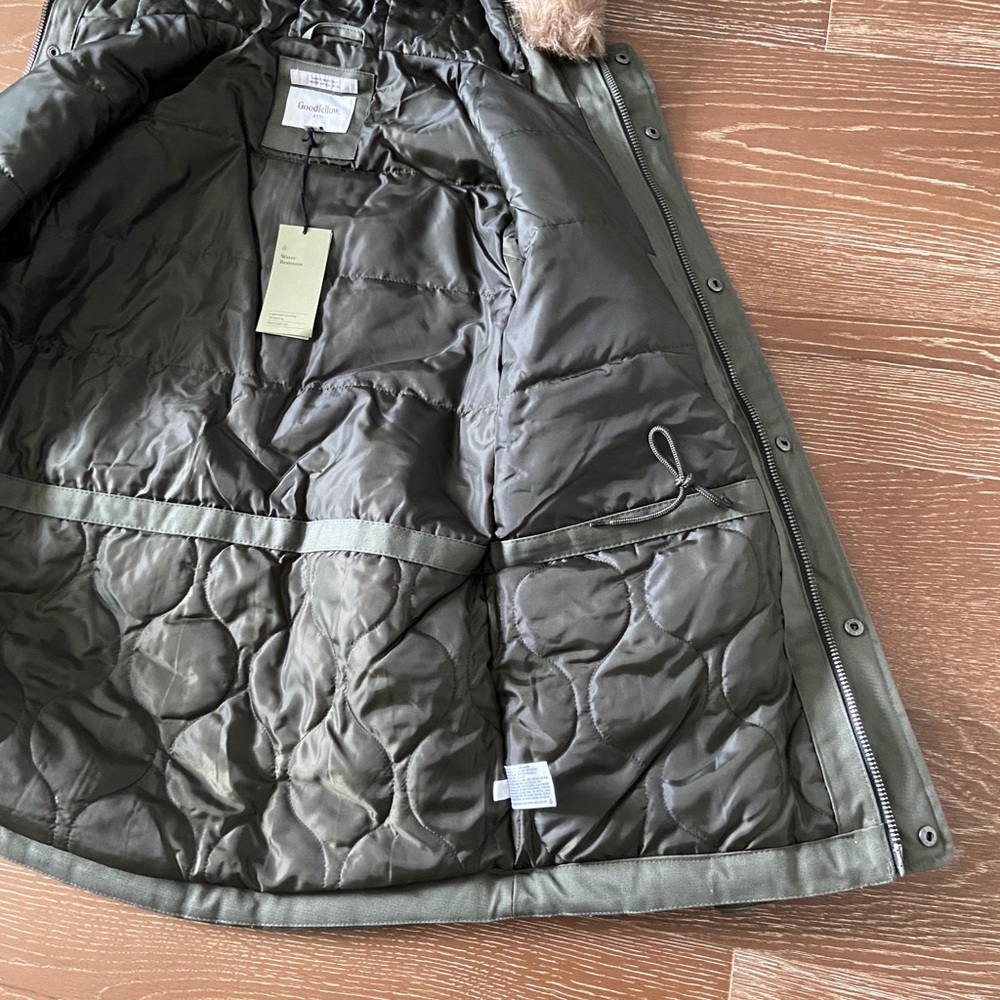 Goodfellow & Co Faux Fur Hood JACKET Olive-green NWT - Picture 10 of 12